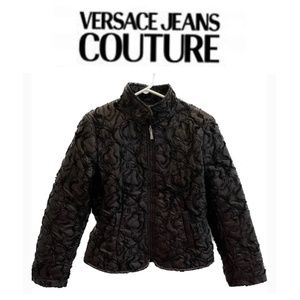 Vintage Versace Jeans Couture Black Quilted / Embossed Jacket Size Small